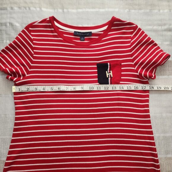 [M] Tommy Hilfiger Red and White Striped T-Shirt Dress Size Medium 100% Cotton - Picture 6 of 8